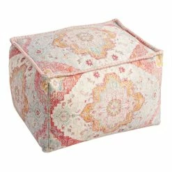 World Market Rectangular Vintage Rug Print Pouf