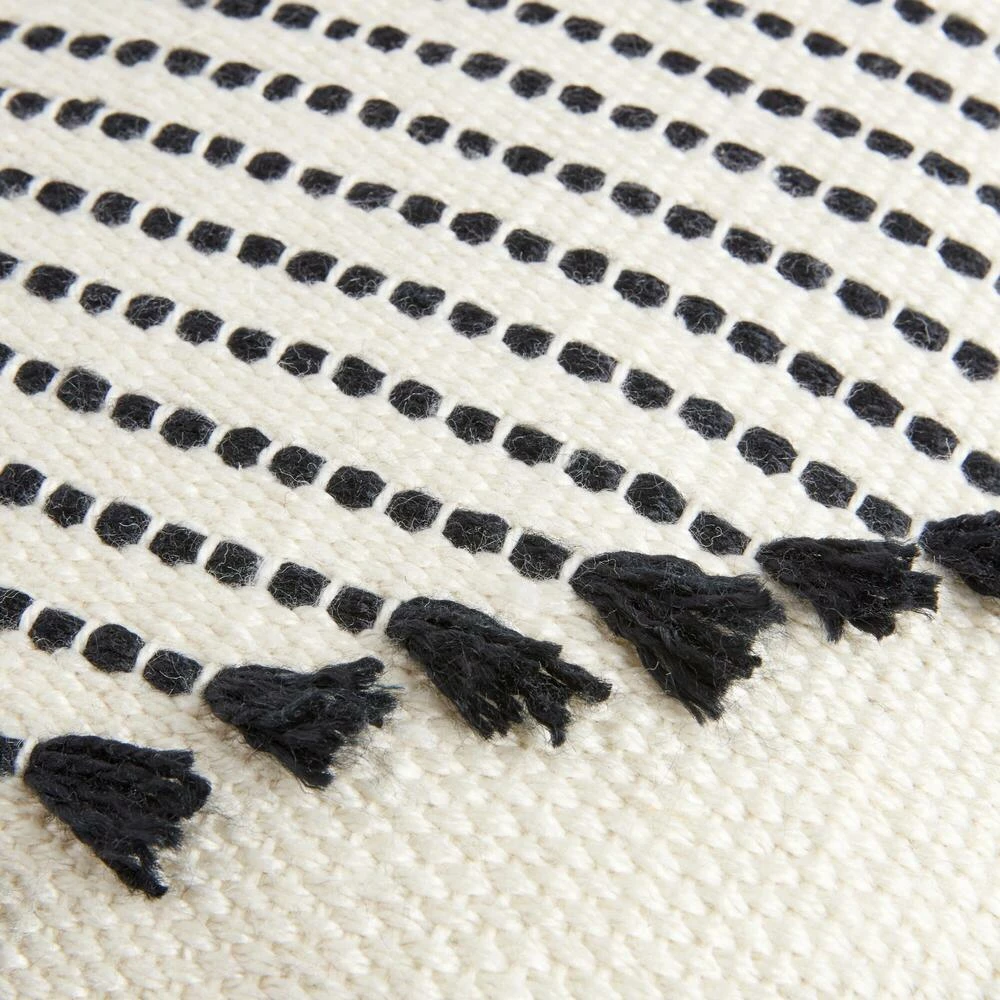 World Market Black And Ivory Diamond Fringe Indoor Outdoor Throw Pillow 4 World Market Black And Ivory Diamond Fringe Indoor Outdoor Throw Pillow - Image 4
