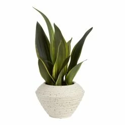 World Market Faux Snake Plant in Speckled Pot