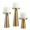 World Market Brushed Gold Metal Contemporary Pillar Candle Holder