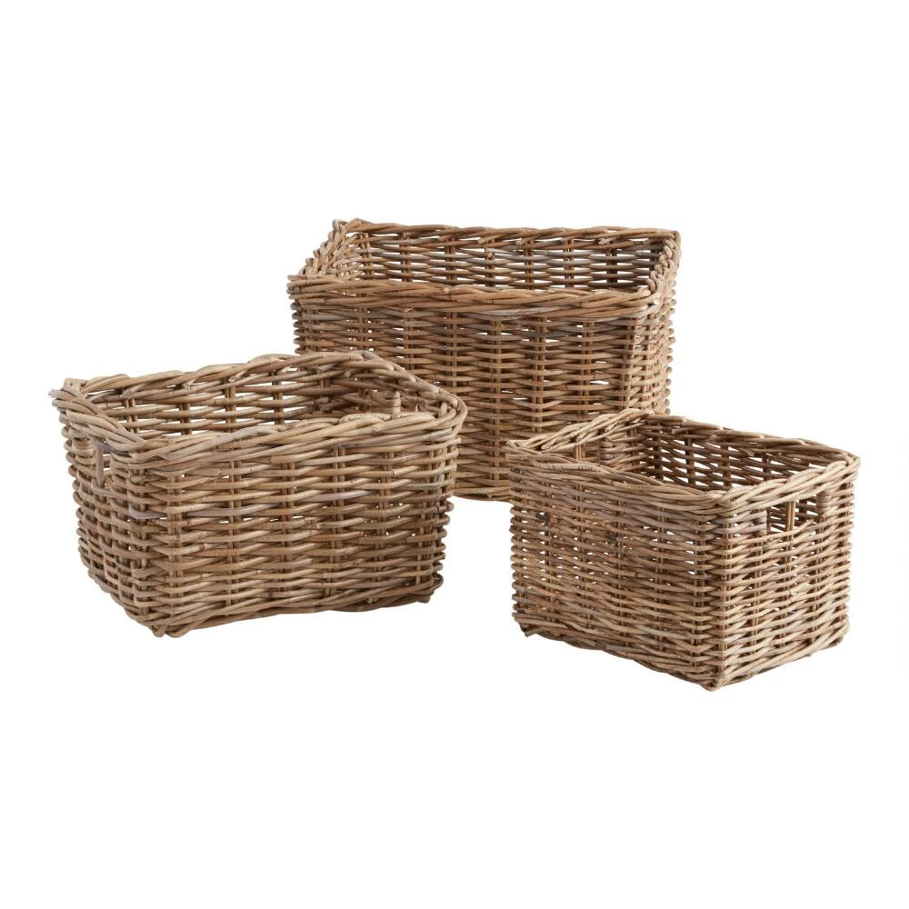 World Market Rory Gray Rattan Kubu Utility Basket 1 World Market Rory Gray Rattan Kubu Utility Basket