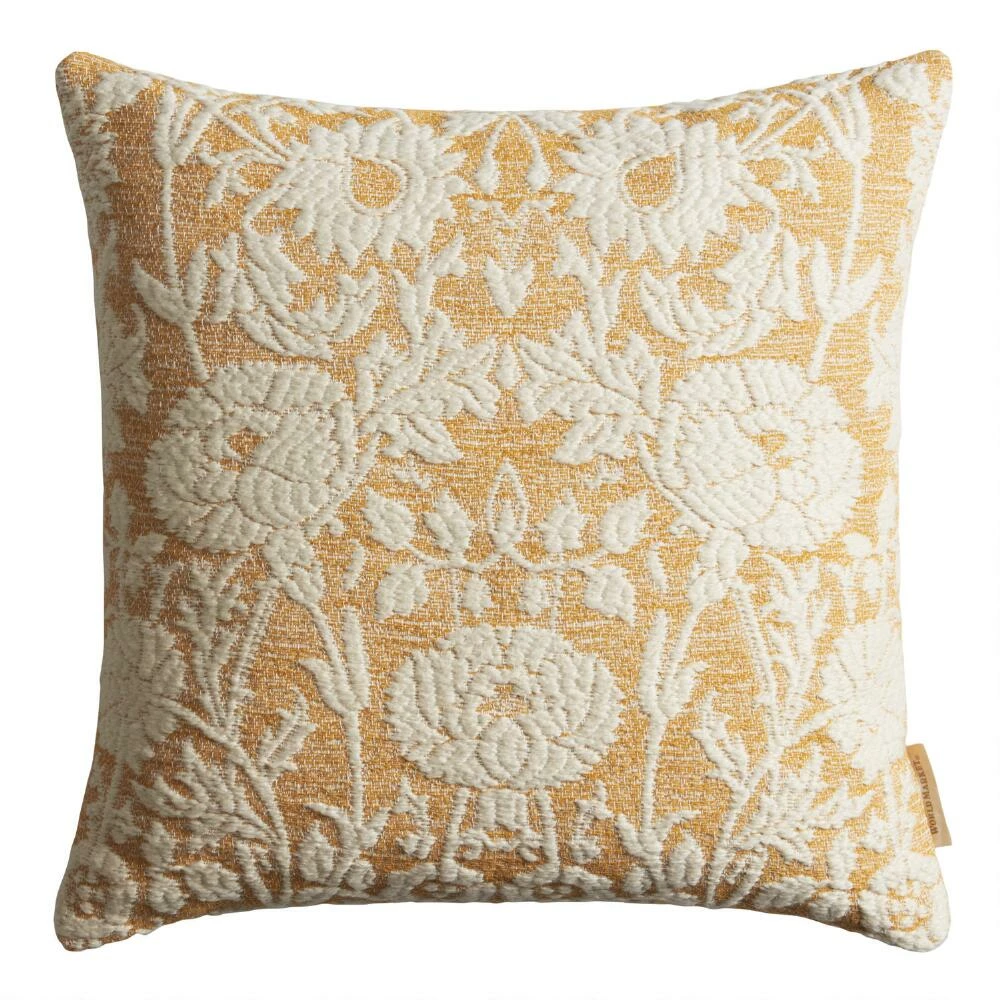 World Market Ivory Floral Applique Throw Pillow 5 World Market Ivory Floral Applique Throw Pillow - Image 5
