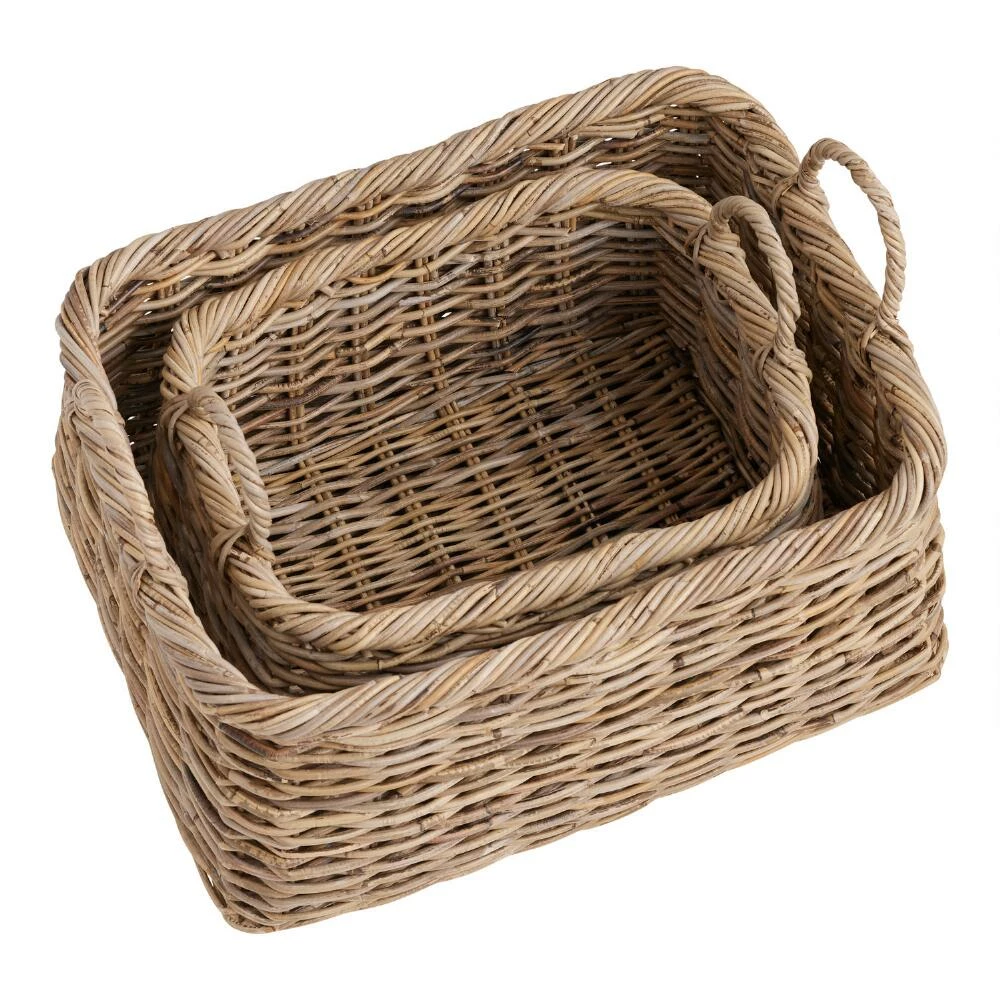World Market Rylee Gray Rattan Kubu Tote Basket 2 World Market Rylee Gray Rattan Kubu Tote Basket - Image 2