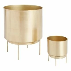 World Market Brushed Gold Planter with Stand