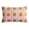 World Market Ivory Tiled Square Crocheted Lumbar Pillow