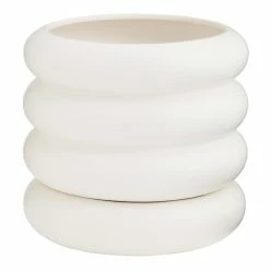 World Market Matte White Stacked Ring Planter With Tray