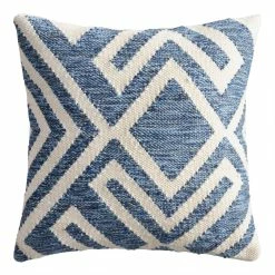 World Market Blue and Ivory Geometric Indoor Outdoor Throw Pillow