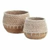 World Market Harper Natural Banana Leaf Basket With White Macrame