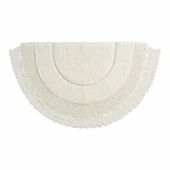 World Market Half Circle Ivory Crocheted Bath Mat
